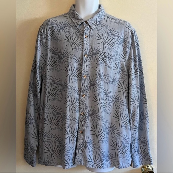 21 Men by Forever 21 Blue Chambray Tropical Shirt - Picture 1 of 4